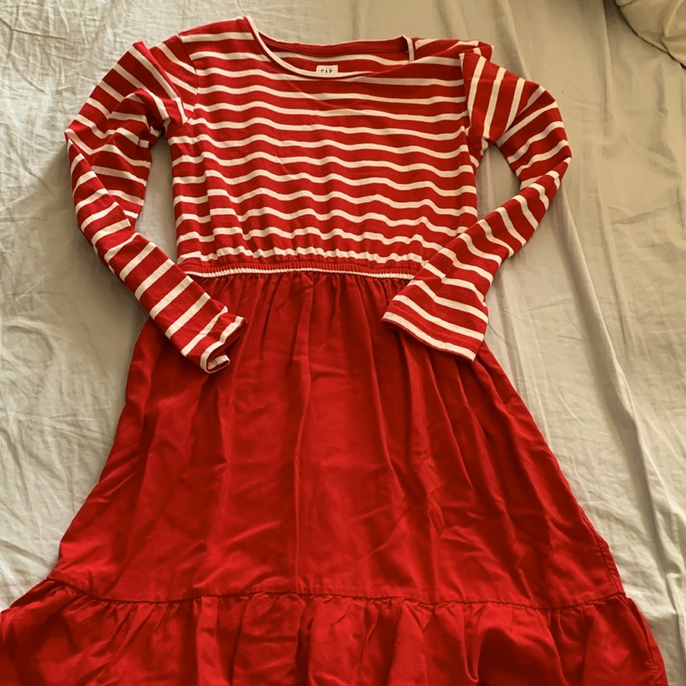 Girls Gap red dress with strips new without tag size 10-large